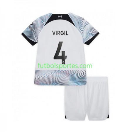 Camiseta Liverpool Virgil van Dijk Niño Segunda Equipación 2022/2023